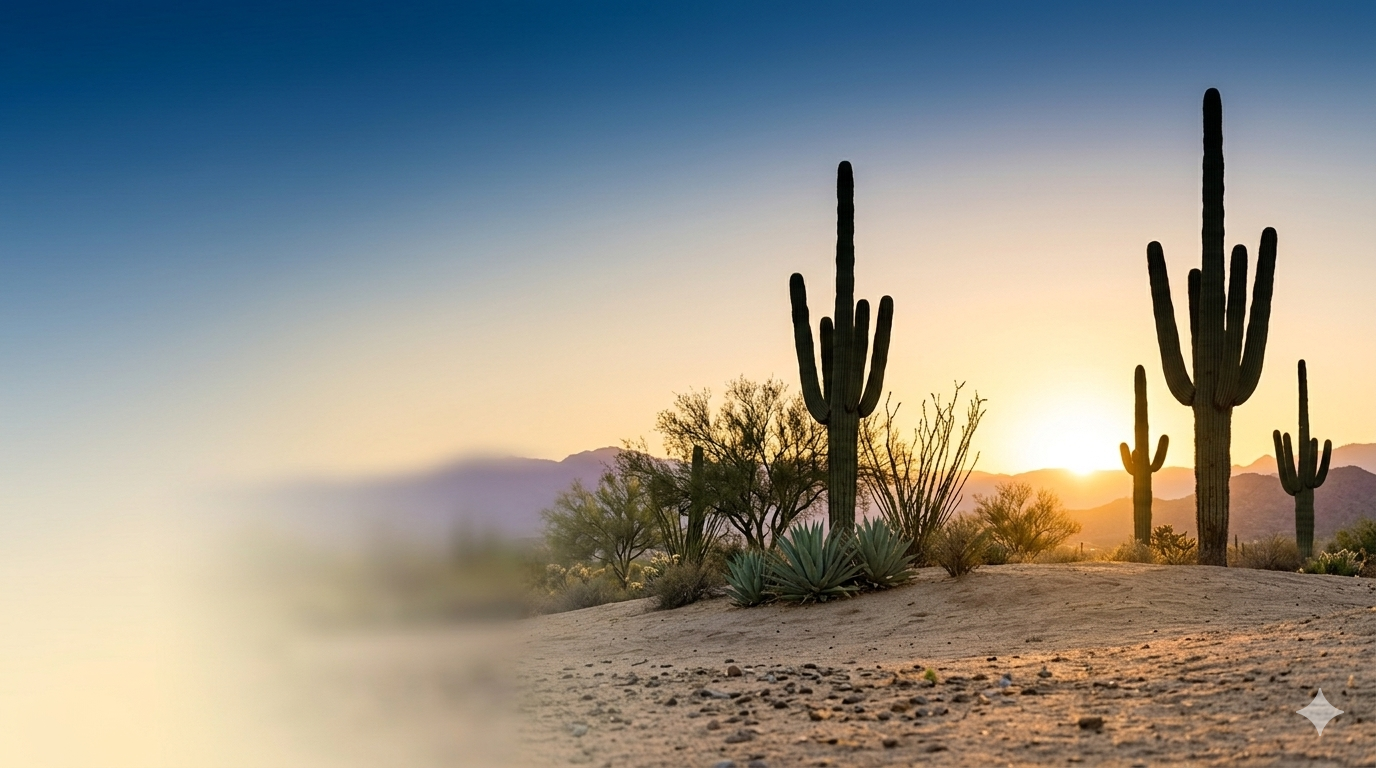 Arizona desert landscape at sunset